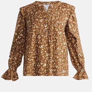 Time and Tru Pintuck Ruffle Top Size M